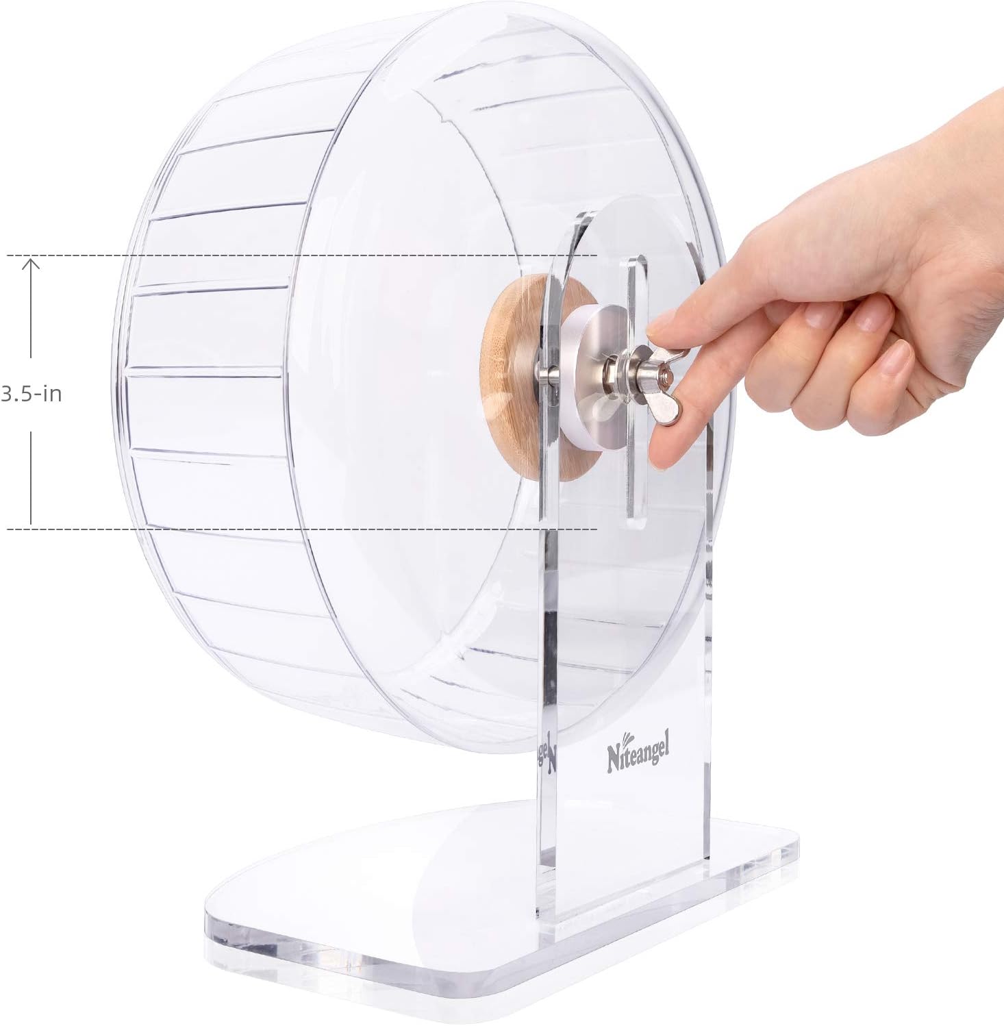 Niteangel Super-Silent Hamster Exercise Wheels - Quiet Spinner Hamster Running Wheels with Adjustable Stand for Hamsters Gerbils Mice Or Other Small Animals (M, Transparent) - Happypetzone.online - Image 6