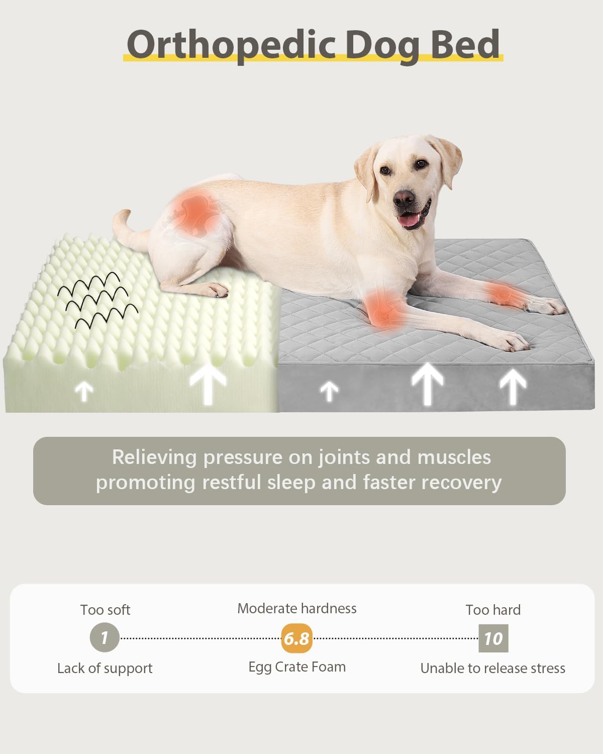 NUPIDA Orthopedic XL Dog Beds Large Sized Dog Waterproof Bed with Removable Washable Cover and Non-Slip Bottom, Quilting Pet Mattress for Crate, 41x27 Inch, Light Gray - Happypetzone.online - Image 5