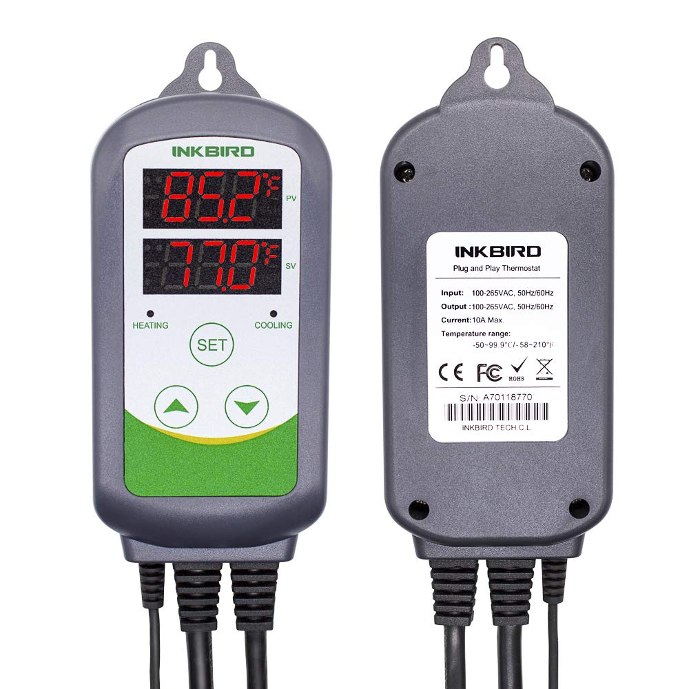 Inkbird ITC-308 Digital Temperature Controller 2-Stage Outlet Thermostat Heating and Cooling Mode Carboy Homebrew Fermenter Greenhouse Terrarium 110V 10A 1100W - Happypetzone.online - Image 2