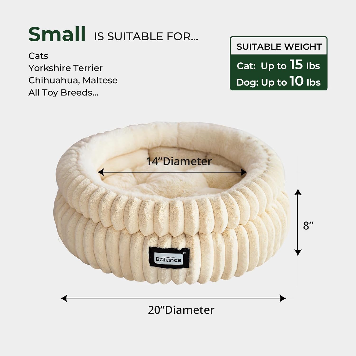BALANCE Cat Bed Kitten Bed, Washable Round Cat Beds for Indoor Cats,Super Soft Plush Faux Fur Pet Bed for Puppy and Kitten with Anti-Slip Bottom - Happypetzone.online - Image 5