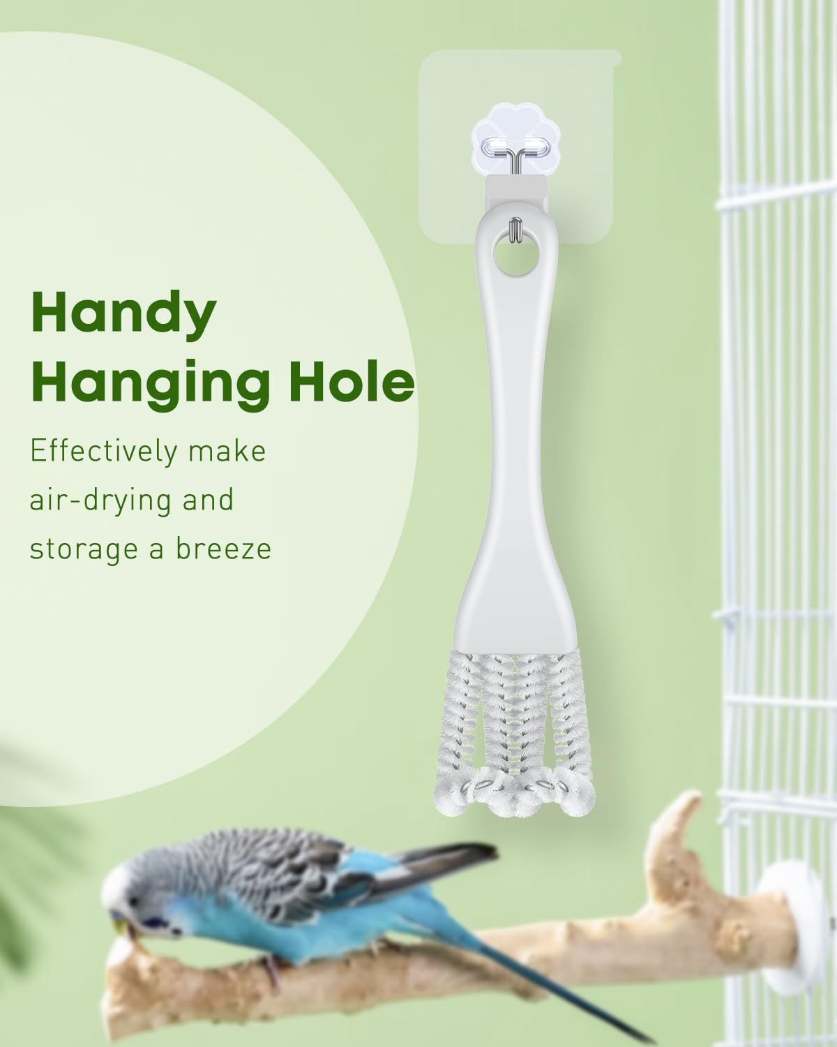 Pawfly 2 Pcs Bird Cage Cleaner Brush, 2-in-1 Bird Cage Cleaning Brush, Bird Poop Remover for Perches, Kennels & Small Animal Cages, Bird Cage Accessories, Bird Droppings Removal Brush - Happypetzone.online - Image 6