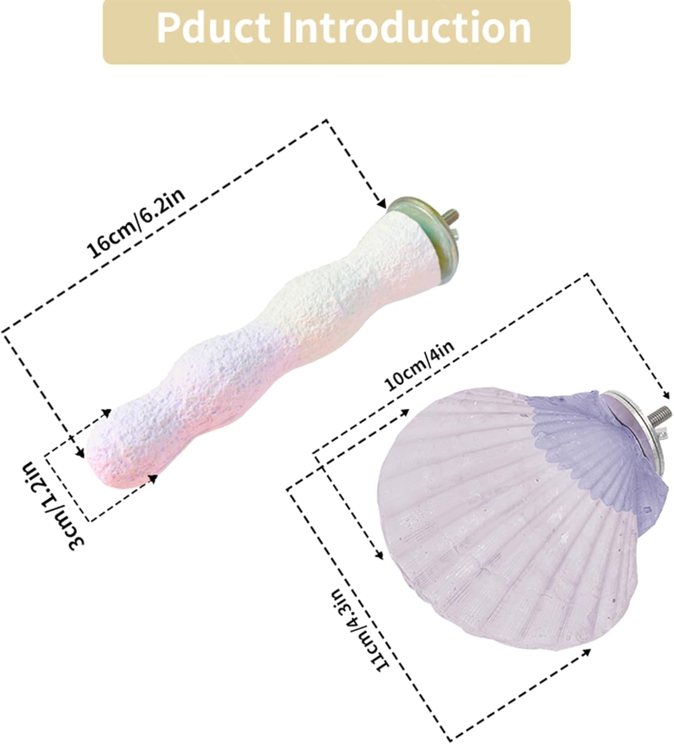 Parrot Perch Bird Perches for Cage Parrot Beak Grinding Stone Rough Surface High Calcium Mineral Colorful Cement Perch Bird Cage Accessories (Purple, Coral) - Happypetzone.online - Image 7