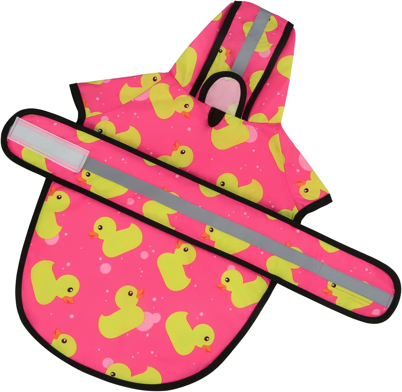HDE Dog Raincoat Jacket Reflective Adjustable Hooded Pet Poncho Rain Coat with Leash Hole for Small to X-Large Dogs Pink Ducks - M - Happypetzone.online - Image 5