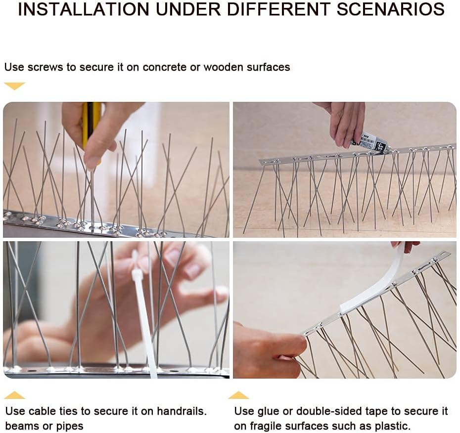 OFFO Bird Spikes with Stainless Steel Base, Durable Bird Spikes Arrow Pigeon Spikes Fence Kit for Keeping Small Bird, Crows and Woodpeckers Away, Covers 10.2 Feet(3.1m) - Happypetzone.online - Image 6