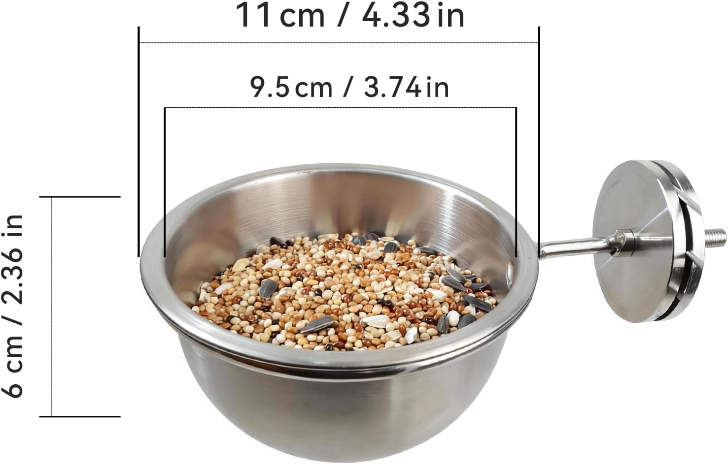 AOTU Anti-Snatch Stainless Steel Parrot Feeding Cups with Locking Buckle - Bird Food & Water Bowls, Bird Cage Accessories for Cockatiel, Conure, Budgie, Macaw, Gray Parrot & Small Pets (L) - Happypetzone.online - Image 6