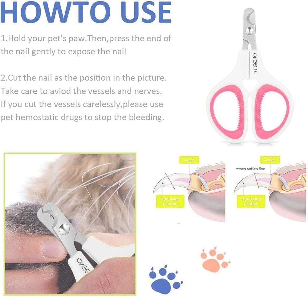 OneCut Pet Nail Clippers, Update Version Cat & Kitten Claw Nail Clippers for Trimming, Professional Pet Nail Clippers Best for a Cat, Puppy,Rabbit, Kitten & Small Dog,Sharp & Safe (Pink) - Happypetzone.online - Image 2
