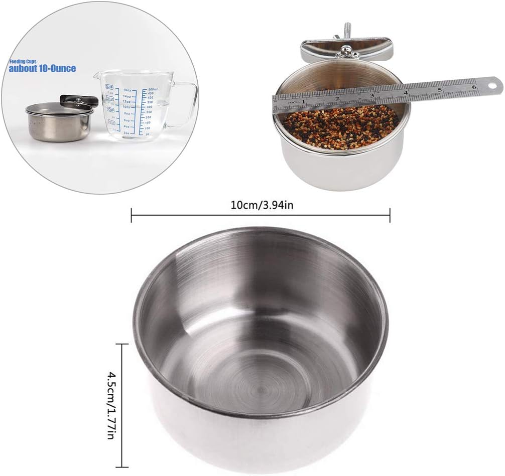 PINVNBY Parrot Feeding Cups Birds Food Dish Stainless Steel Parrot Feeders Water Cage Bowls with Clamp Holder for Cockatiel Conure Budgies Parakeet Parrot Macaw Small Animal Chinchilla Pack of 2 - Happypetzone.online - Image 7
