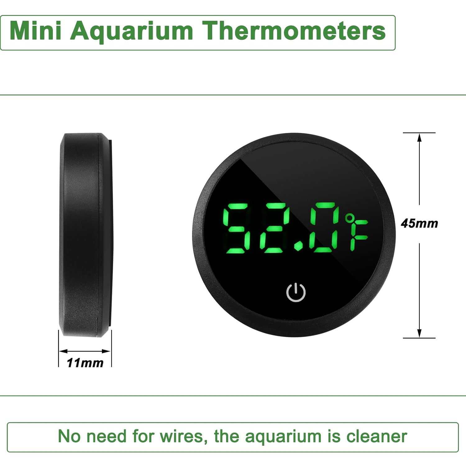 Aquarium Thermometer Digital Fish Tank Thermometer Led Display Fish Tank Temperature Gauge Accurate Thermometer to ±1℉ for Betta Axolotl Turtle Tank (with Spare Battery) - Happypetzone.online - Image 2