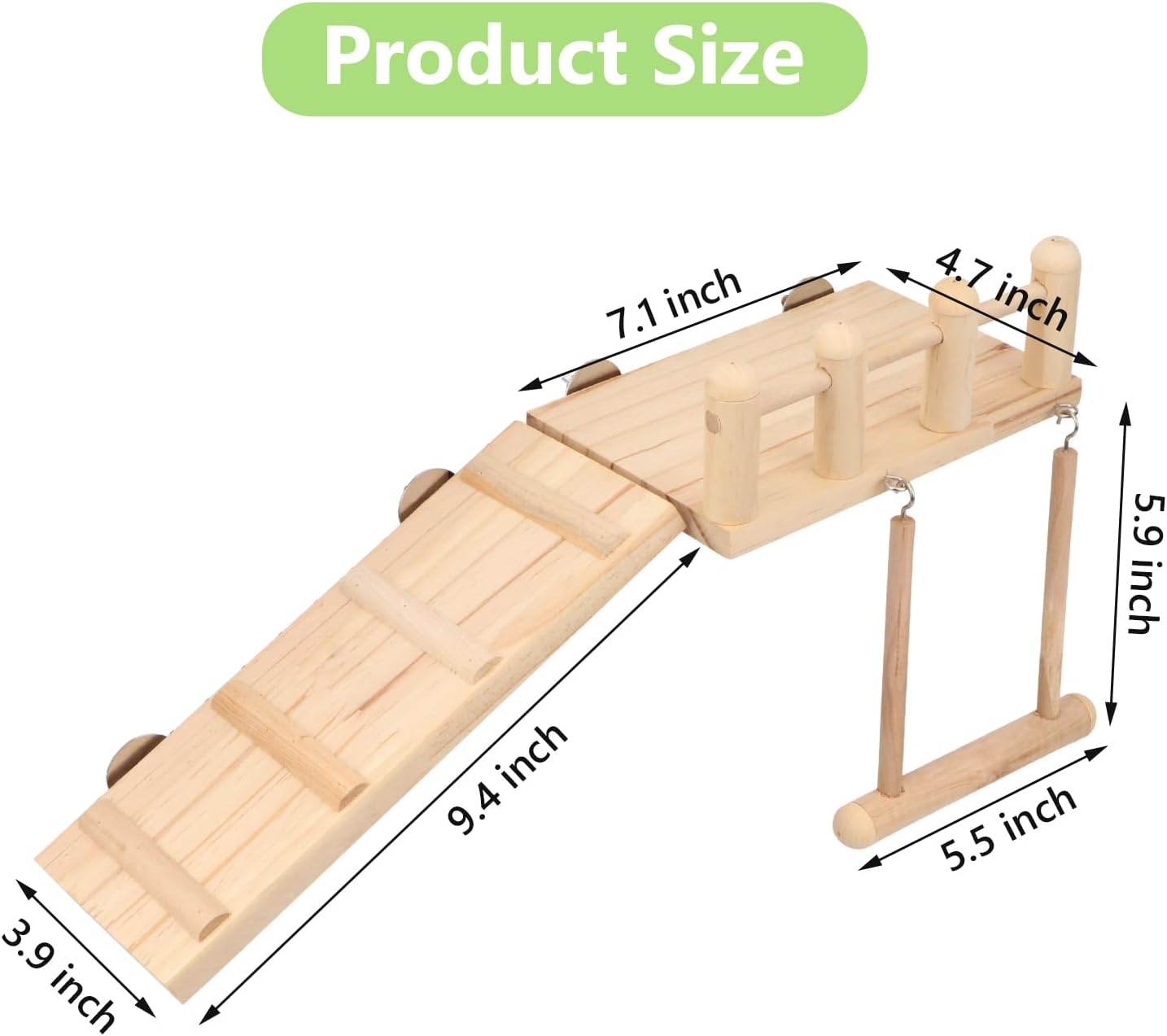 Wontee Bird Perches Platform Swing with Climbing Ladder Bird Cage Accessories Play Gym Exercise Stand for Parrots Budgies Parakeets Caique Senegal Cockatiels Conures - Happypetzone.online - Image 5