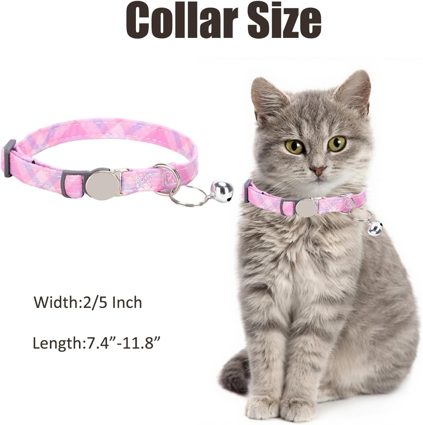 Custom Engraved Cat Collar with Name & Phone Number,Personalized Adjustable Buckle&Bell ID Tag Collar for Kittens&Cats - Happypetzone.online - Image 5