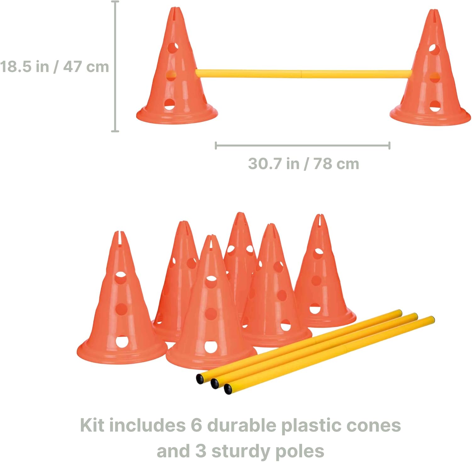 Trixie Dog Agility Hurdle Cone Set – Dog Agility Set with Height Adjustable Crossbar for Beginners & Advanced, Dog Agility Equipment for Dog Obstacle Courses – 6 x Cones, 3 x Agility Rods - Happypetzone.online - Image 8