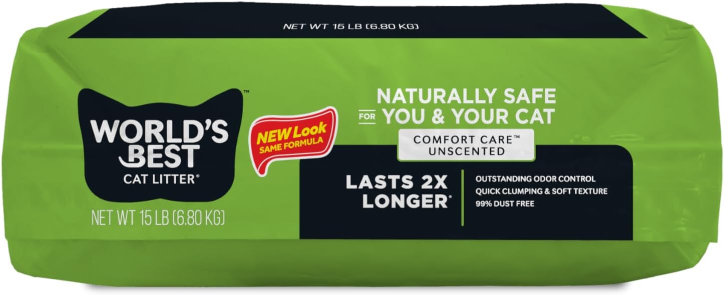 WORLD'S BEST CAT LITTER Comfort Care Unscented 15-Pounds - Natural Ingredients, Quick Clumping, Flushable, 99% Dust Free & Made in USA - Long-Lasting Odor Control & Easy Scooping - Happypetzone.online - Image 9