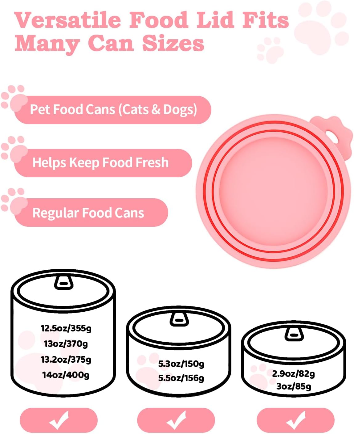 6 PCS Cat Food Can Covers Set, Reusable Silicone Can Lids with Opener, Stainless Steel Wet Food Spoon & Cat Treat Squeezer for Pet Feeding and Storage, Fits Cats & Dogs (Pink) - Happypetzone.online - Image 3