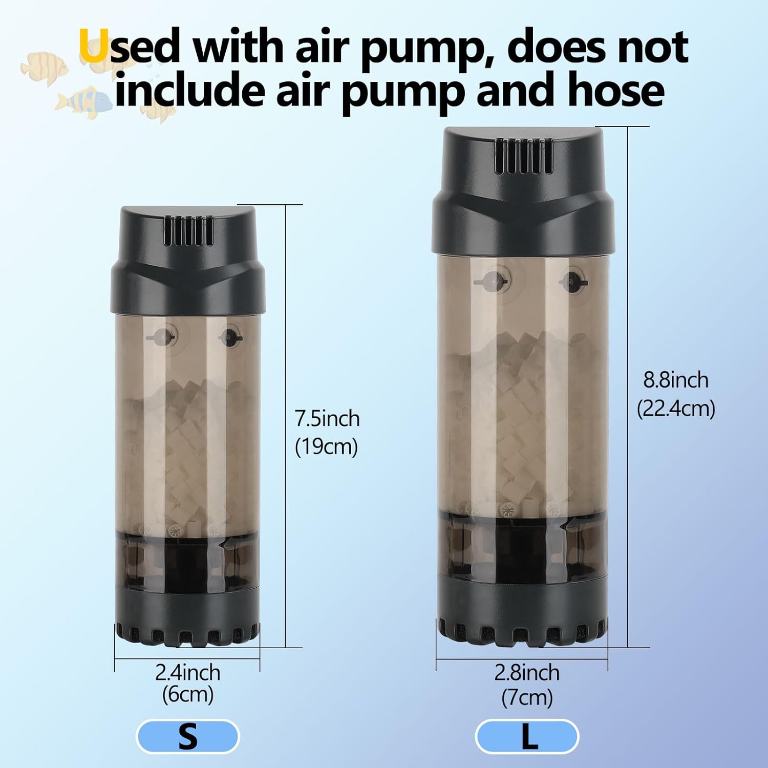 AQQA Aquarium Fluidized Moving Bed Filter,Media Submersible Sponge Filter with Air Stone Ultra-Silence Dissolved Oxygen,Air Pump Accessories,for Fresh Water and Salt-Water (S 10-40 Gallon) - Happypetzone.online - Image 6