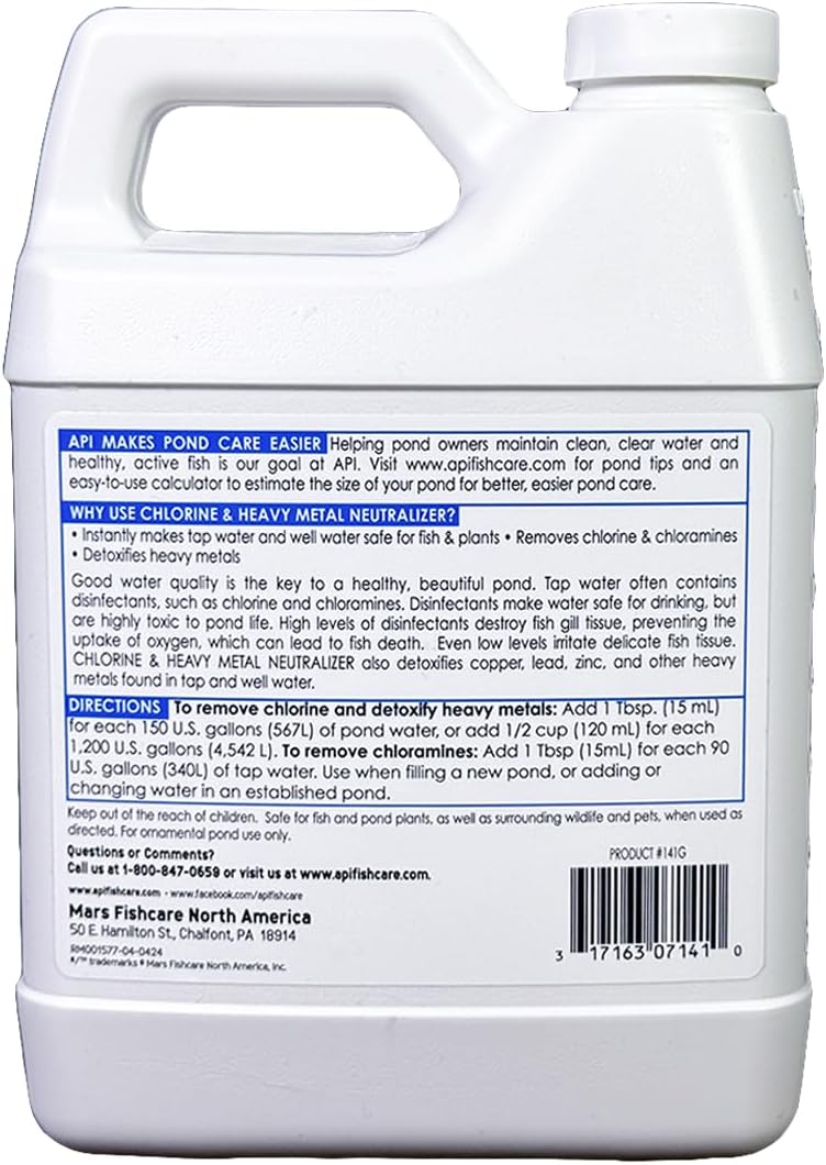 API POND CHLORINE & HEAVY METAL NEUTRALIZER Pond Water Neutralizer 32-Ounce Bottle - Happypetzone.online - Image 2