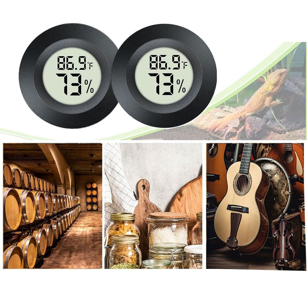 JEDEW 2 Pack Hygrometer Thermometer Digital Humidity Meter Indoor/Outdoor Humidity Monitor Reptile Thermo-Hygrometer for Greenhouse Humidors Terrarium Jars, Fahrenheit (℉) /Celsius(℃) (2) - Happypetzone.online - Image 6
