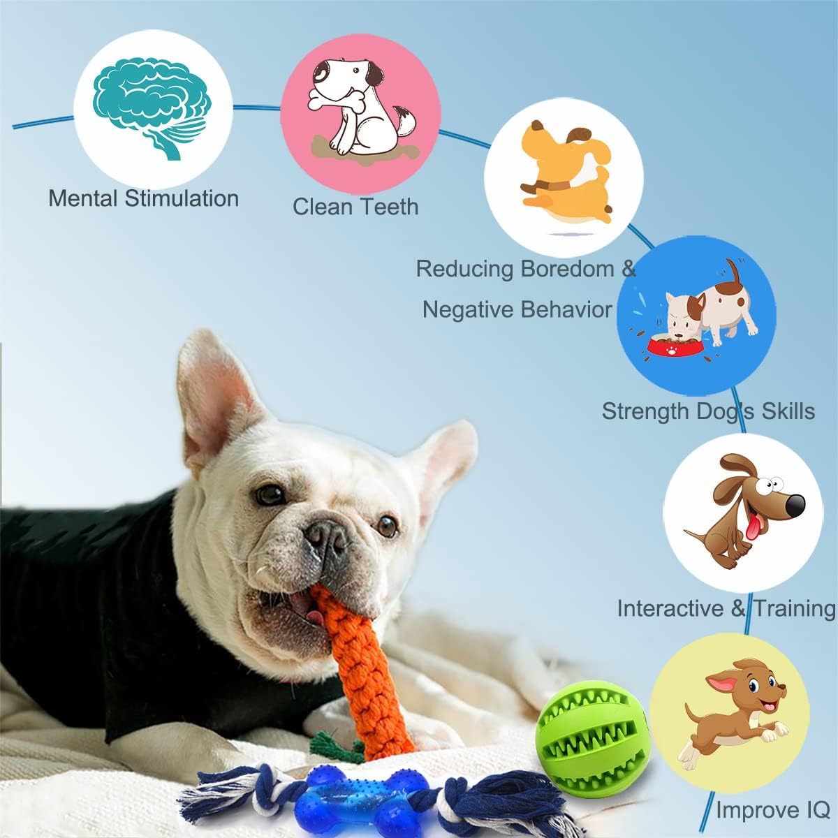 Beiker Dog Teething Chew Toys - 15 Pack Small Medium Breed Puppy Toy, Variety Dogs Rope Chew Toys Bundle for Boredom, Pet Interactive Squeaky Treat Dispensing Ball for Puppies - Happypetzone.online - Image 3