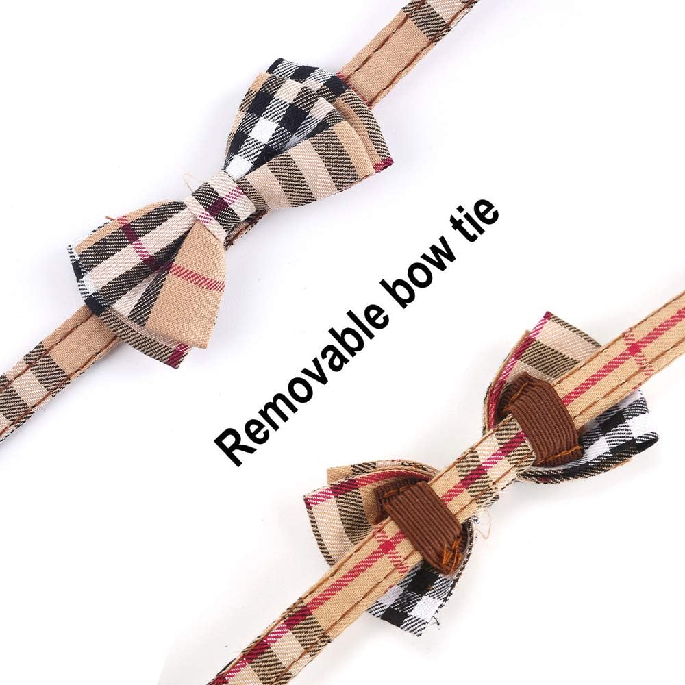 SuperBuddy Cat Collars Breakaway with Cute Bow Bell - 2 Pack Kitten Collar Plaid Cat Collar with Removable Bowtie Cat Collar for Cats Kittens… - Happypetzone.online - Image 3