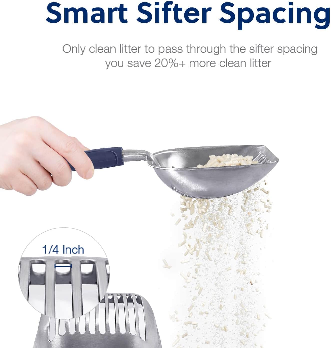 WePet Cat Litter Scoop, Aluminum Alloy Sifter, Kitty Metal Scooper, Deep Shovel, Long Handle, Poop Sifting, Kitten Pooper Lifter, Durable, Heavy Duty, for Litter Box - Happypetzone.online - Image 4