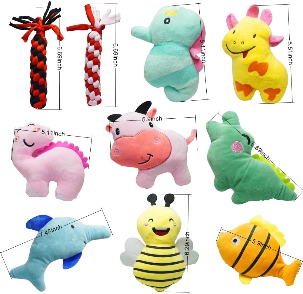 SZKOKUHO Cute Animal Designs Soft Dog Squeaky Toys (Pack of 20) for Small Medium Dogs - Happypetzone.online - Image 2