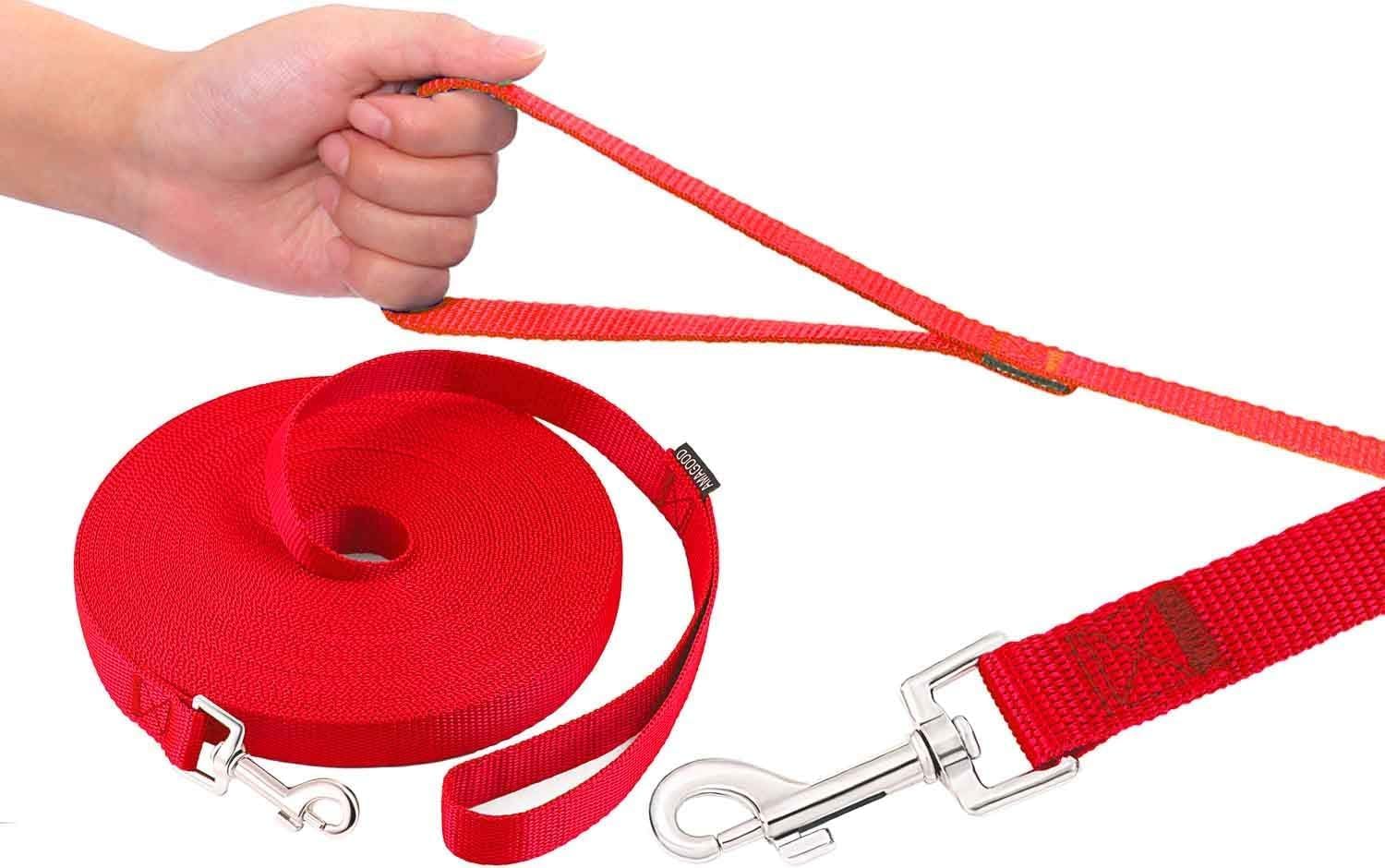 AMAGOOD Dog/Puppy Obedience Recall Training Agility Lead-15 ft 20 ft 30 ft 50 ft Long Leash-for Dog Training,Tie Out,Play,Safety,Camping (20Feet x 1Inch, Red) - Happypetzone.online - Image 2