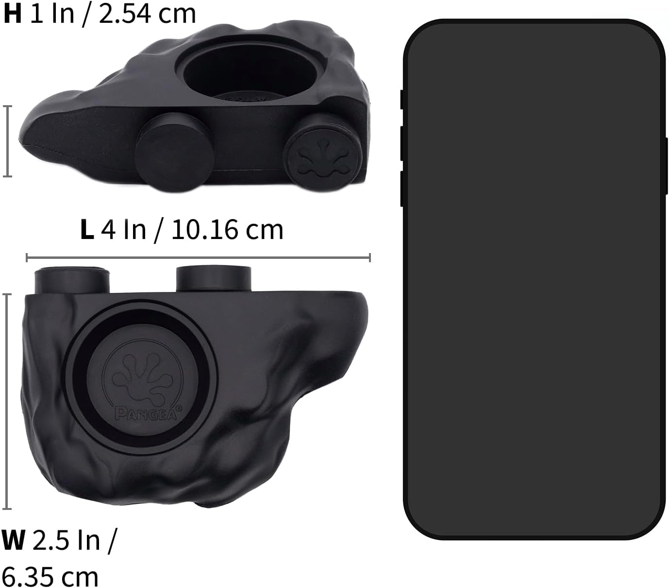 Pangea Silicone Gecko Feeding Ledge - Magnetic Mini Food Dish for Reptile Tank - 4.125" x 2.625" x 1.18" - Fits 0.5oz Cups (Black) - Happypetzone.online - Image 2