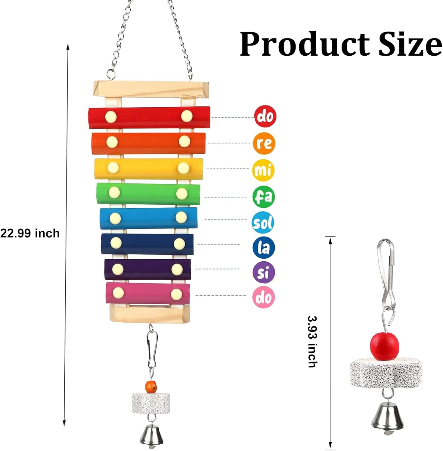 Large Parrot Suspensible Xylophone Toy, Multicolored Natural Wooden Bird Chewing Toys with Grinding Stone for Large, Medium Birds, Macaws, African Grey, Cockatoos, Amazon - Happypetzone.online - Image 4