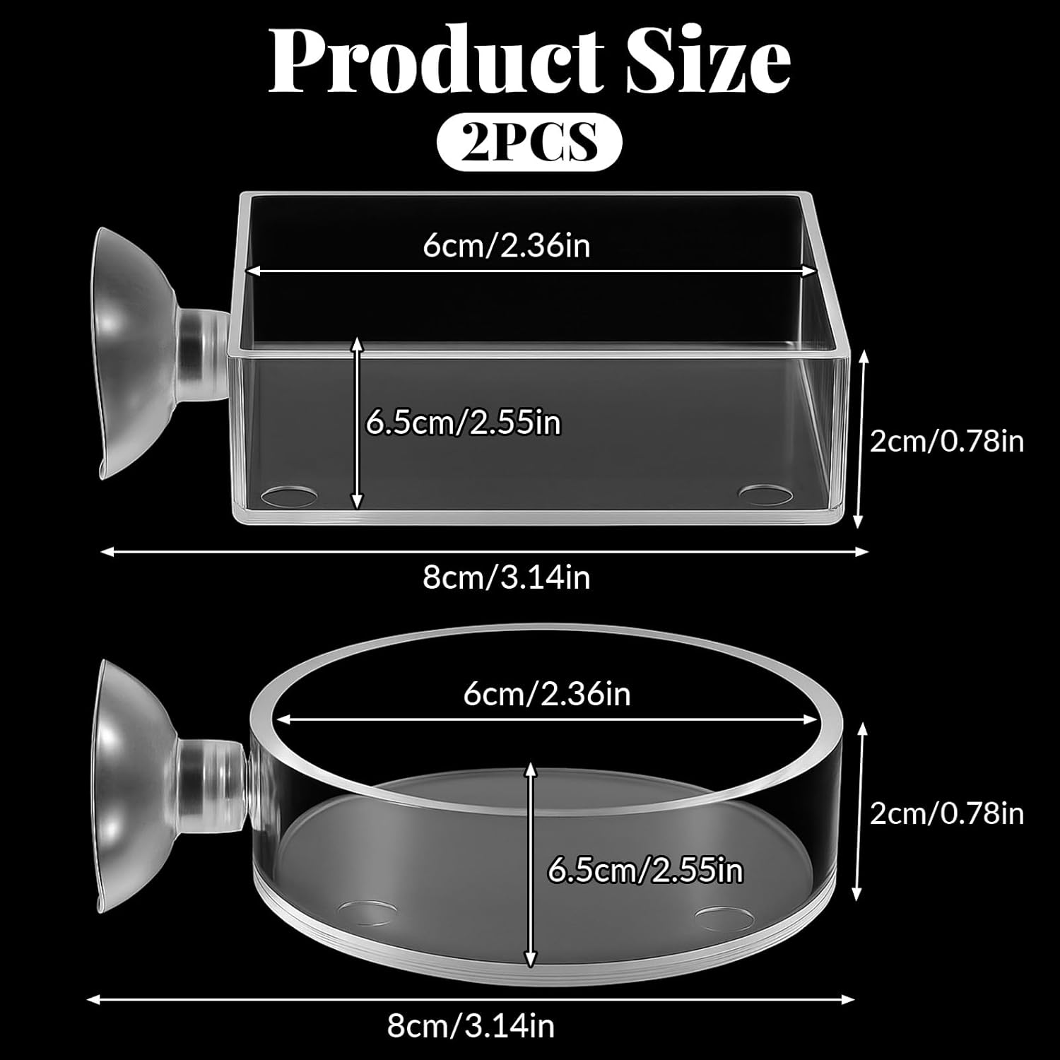 2Pcs Shrimp Feeding Dish, Aquarium Feeding Dish with Suction Cup Acrylic Fish Food Feeder for Freshwater and Saltwater Tanks Round and Square - Happypetzone.online - Image 2