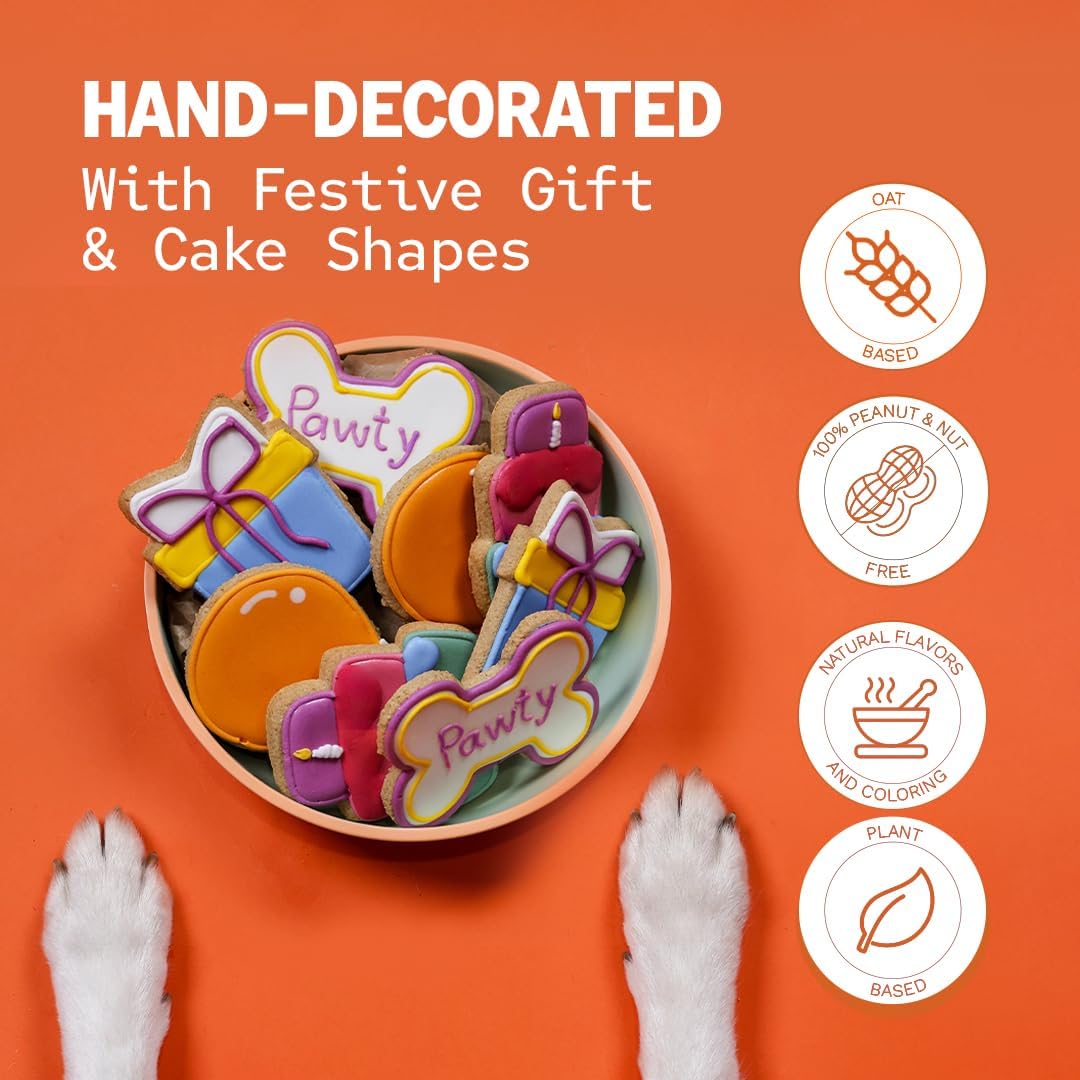 Dog Birthday Treats | Hand-Decorated Treats – 3 Pack in Gift Box | Extra Large Treat 62g Cookie, Vegan Dog Birthday Cake - Happypetzone.online - Image 4