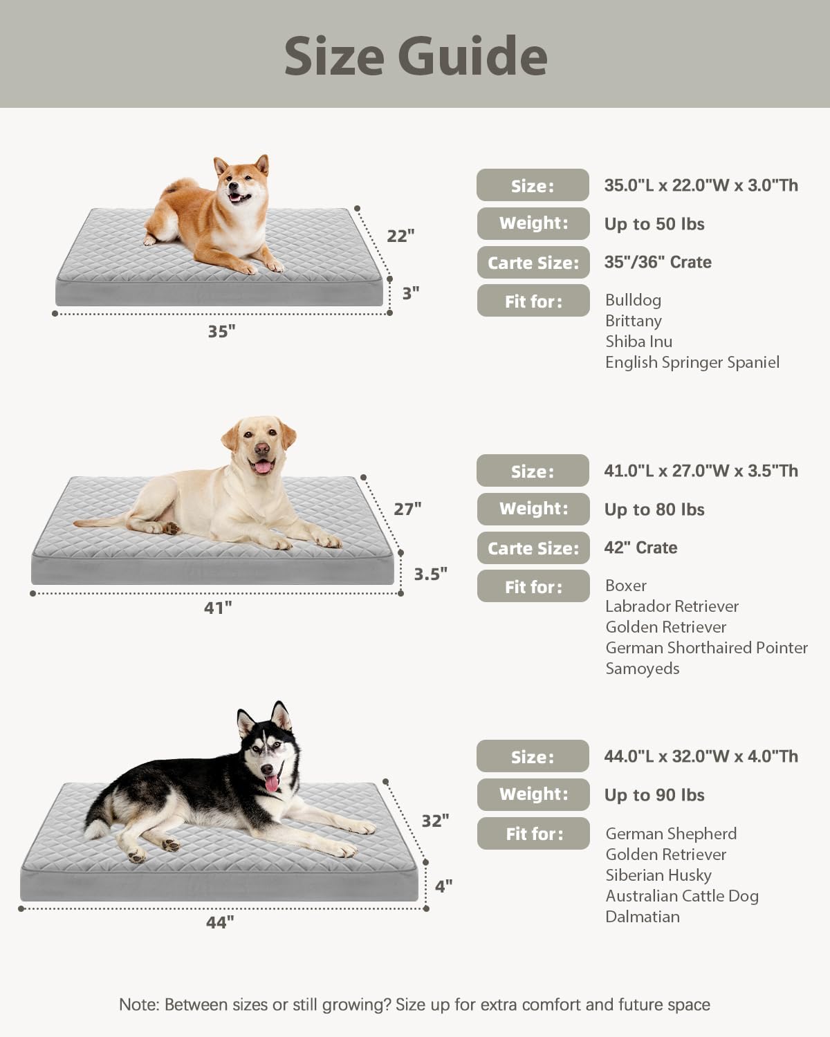 NUPIDA Orthopedic XL Dog Beds Large Sized Dog Waterproof Bed with Removable Washable Cover and Non-Slip Bottom, Quilting Pet Mattress for Crate, 41x27 Inch, Light Gray - Happypetzone.online - Image 8