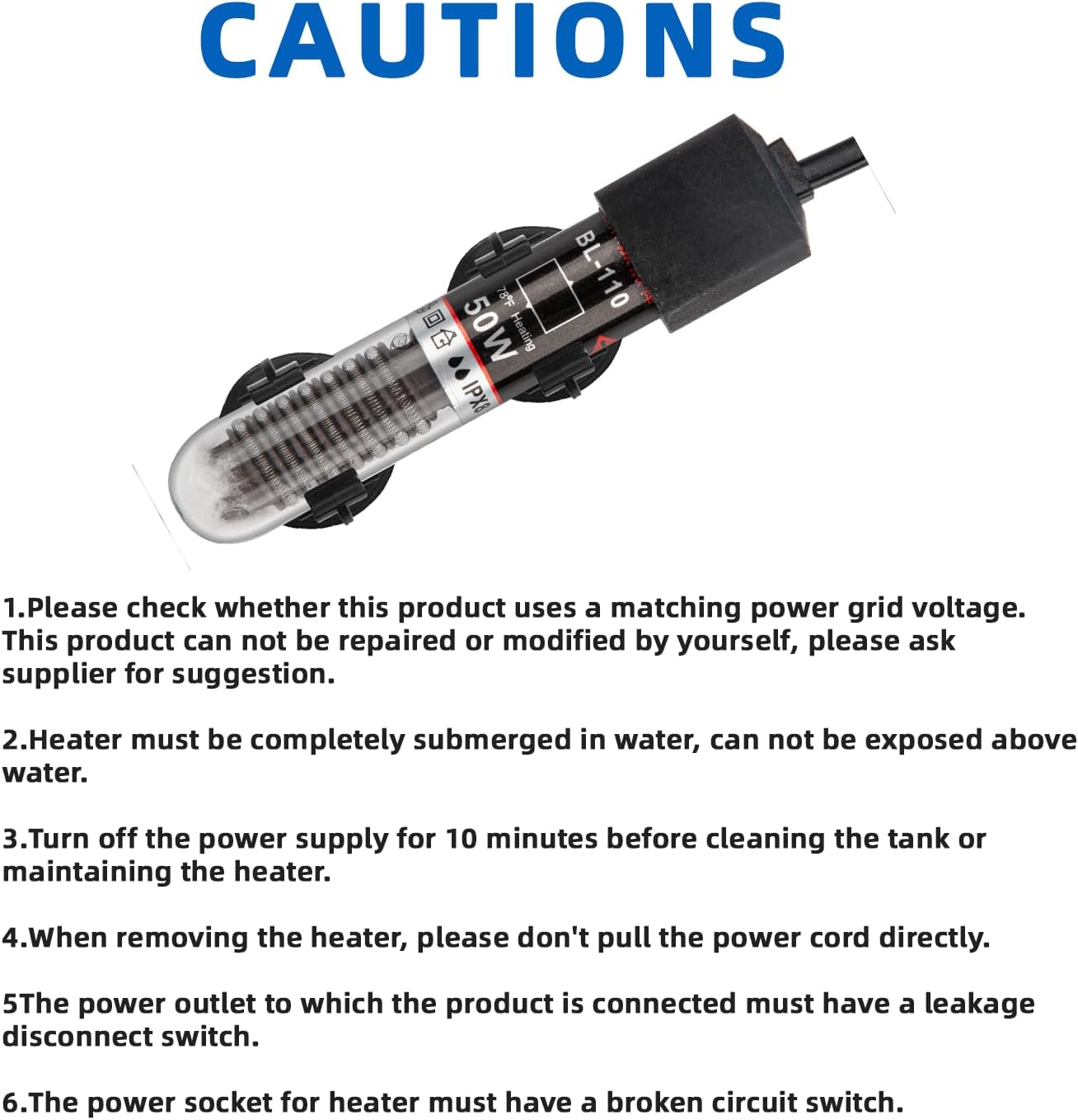 FREESEA Aquarium Fish Tank Heater: 25W/50W/100W/300W Small Submersible Aquarium Heater with Preset Temperature for 1-5 Gallon Betta Turtle Freshwater Saltwater Tank - Happypetzone.online - Image 7