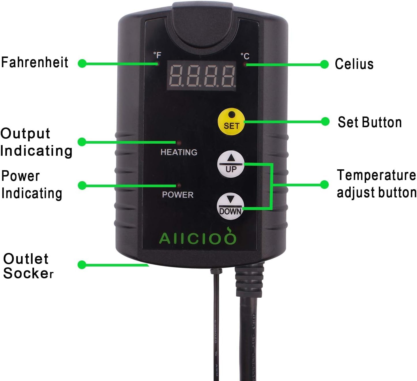 Aiicioo Under Tank Heater Thermostat - Reptile Heating Pad with Temperature Control Reptile Heat Mat for Combo Set for Hermit Crab Lizard Terrarium 16W - Happypetzone.online - Image 6