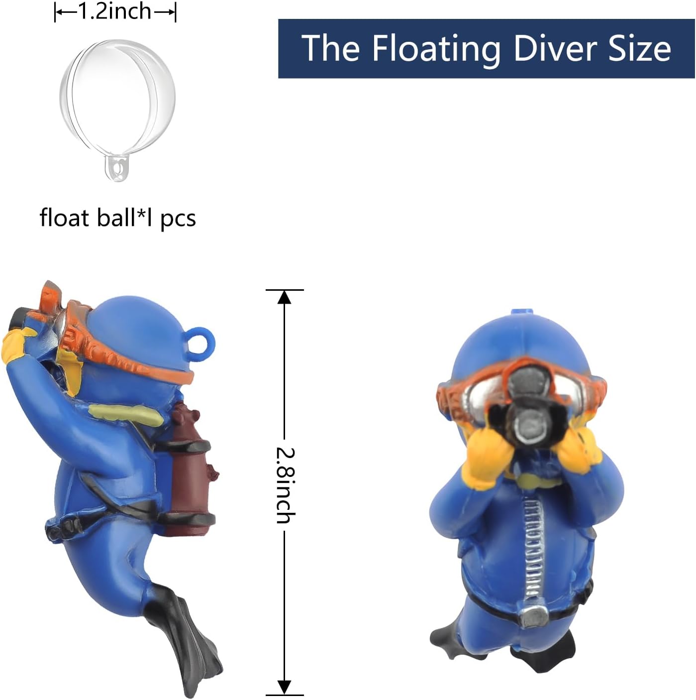 onesimcr Floating Fish Tank Decorations, Aquarium Decorations, Lovely Diver Fish Tank Decorations, Floating Device Fish Tank Accessories,Suitable for All Kinds of Fish Tanks… - Happypetzone.online - Image 3