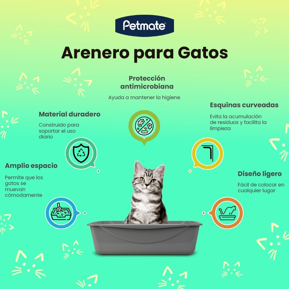 Petmate Open Cat Litter Box; Large Nonstick Litter Pan Durable Standard Box, Grey Great for Small & Large Cats Easy to Clean; Made in USA - Happypetzone.online - Image 8