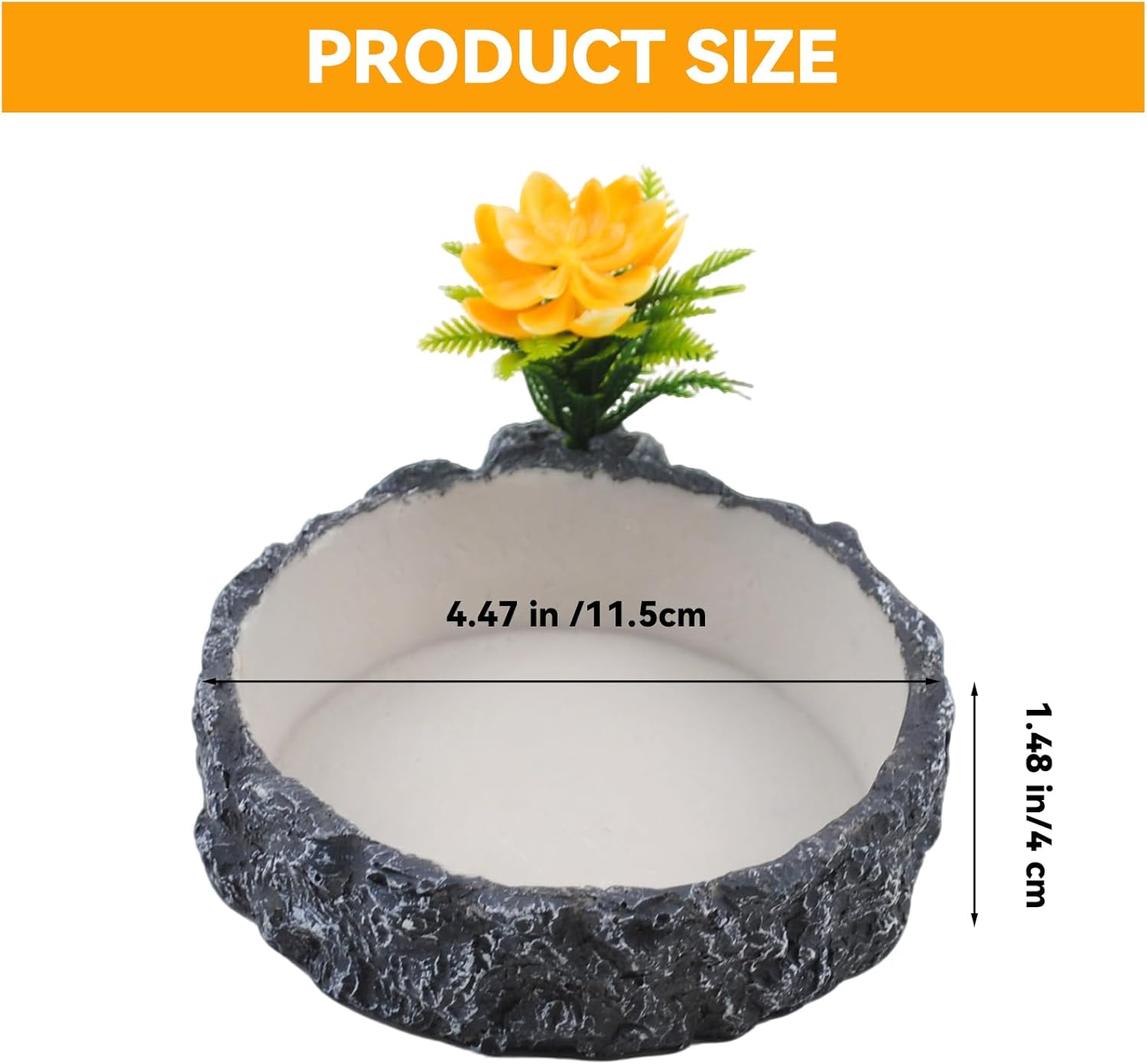 Reptile Food Bowl with Artificial Plant,Rock Reptile Water Dish Bearded Dragon Feed Terrariums Dish for Snake Tortoise Chameleon Hermit Crabs Turtle Leopard Gecko Frog - Happypetzone.online - Image 2