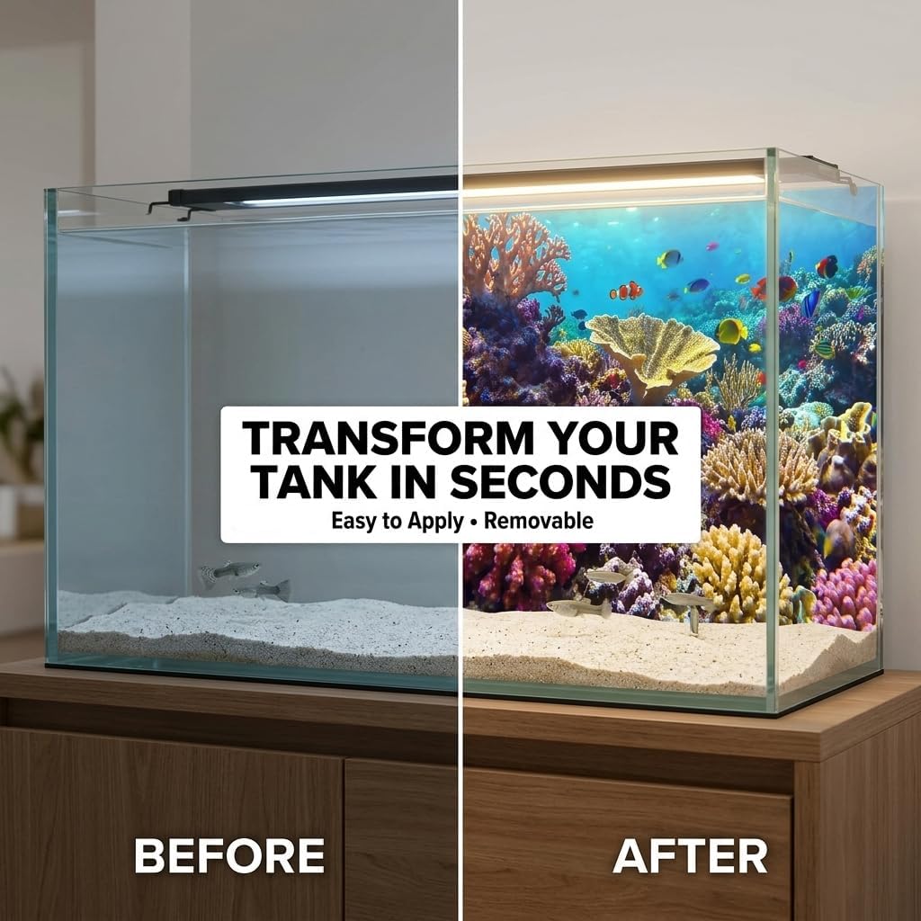 4 Pack Aquarium Background, 24x12 Inch Polyester Cloth Decor for Fish Tank, Set of Undersea Coral Rock & Plant Décor Backgrounds, Aquatic Themed Decorations - Happypetzone.online - Image 2