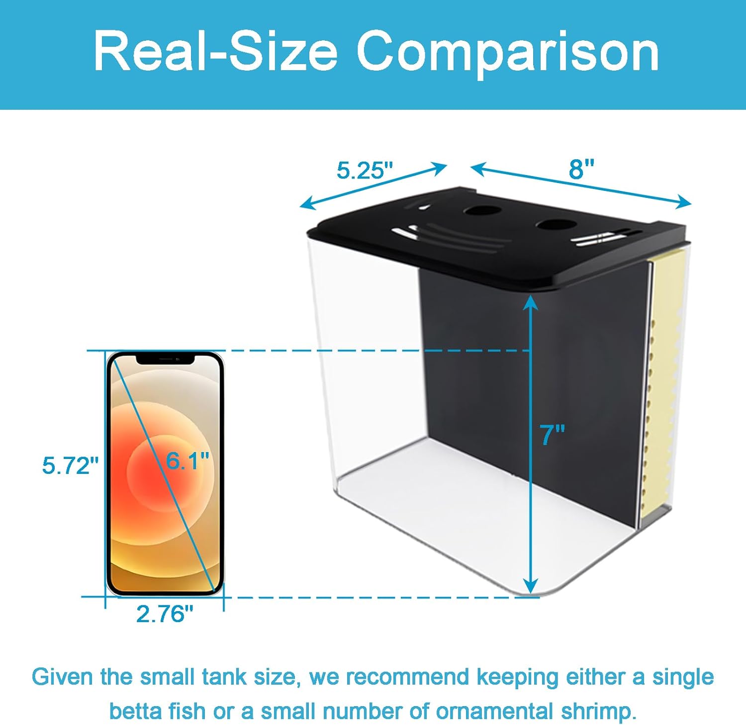 AQUANEAT Fish Tank, 1.2 Gallon Aquarium, Small Betta Fish Tank Starter Kit with LED Light and Water Filter Pump, Rectangular - Happypetzone.online - Image 5