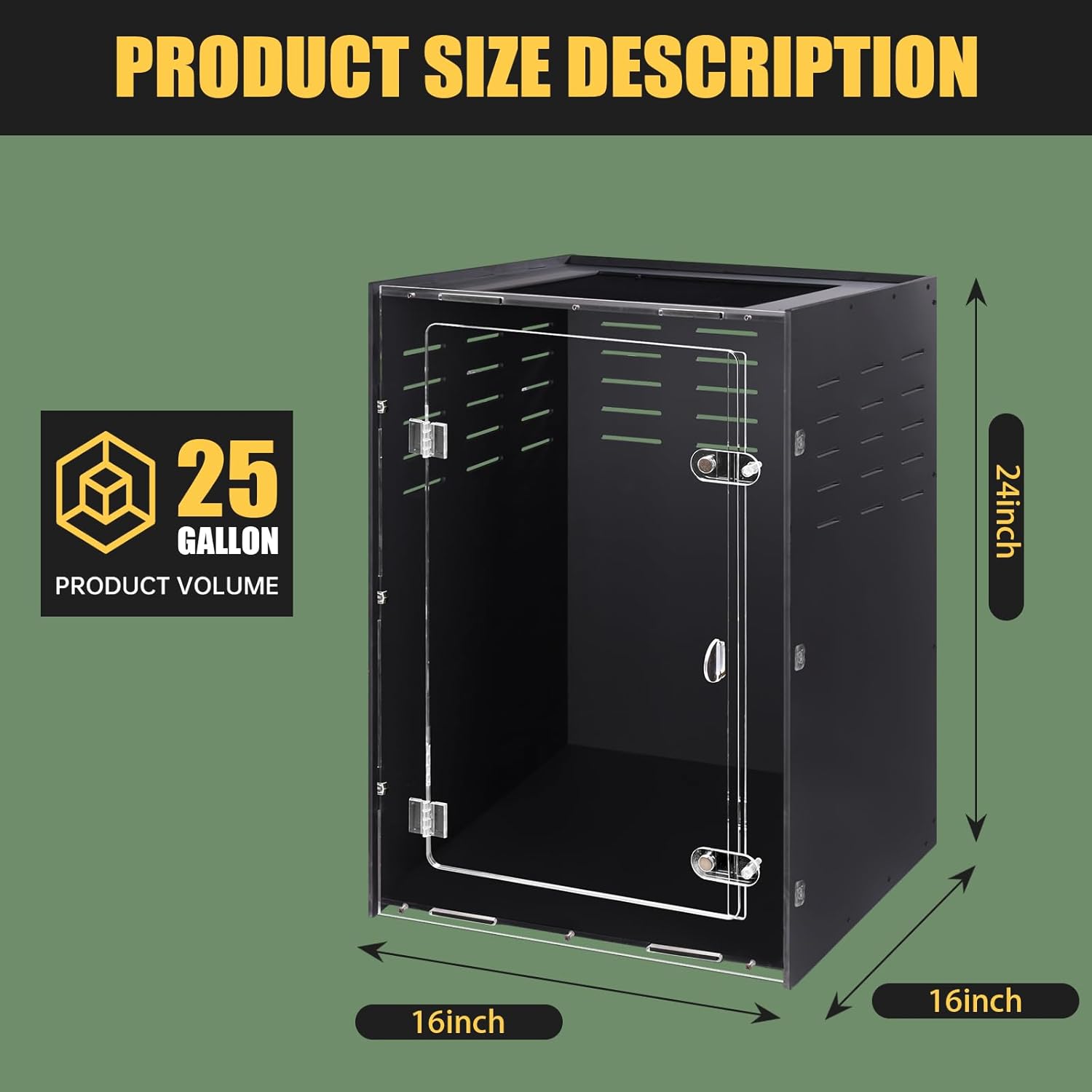 Reptile Tank 16x16x24 Terrarium – PVC Reptile Enclosure for Crested Gecko, Chameleon, Snake Habitat | Tree-Dwelling Cage & Snake Enclosure - Happypetzone.online - Image 2