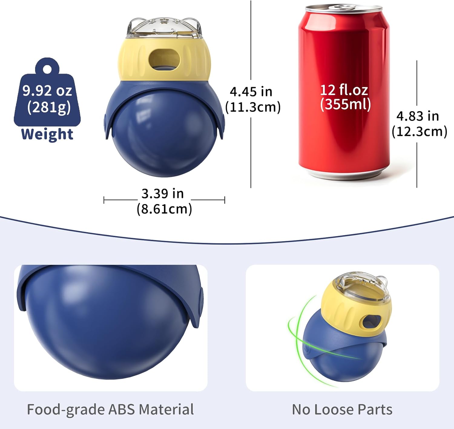 Interactive Cat Toys Treat Puzzle - for Indoor Cats Weight Loss Wobble Tumbler Feeder Food Dispenser, Fun Sliding Rolling, Enrichment Portion Control Slow Feeder for Kittens & Adult Cats - Happypetzone.online - Image 6