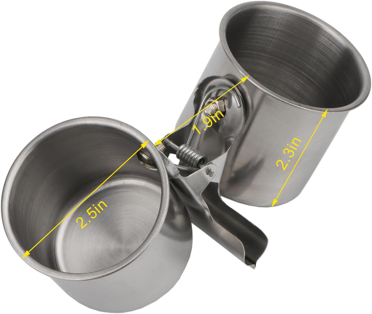 Hypeety Bird Parrot Feeding Double Cups Stainless Steel Food Water Bowls with Clip Bird Seed Feeder Cups Hanging Bowl Cage Stand Accessories - Happypetzone.online - Image 2