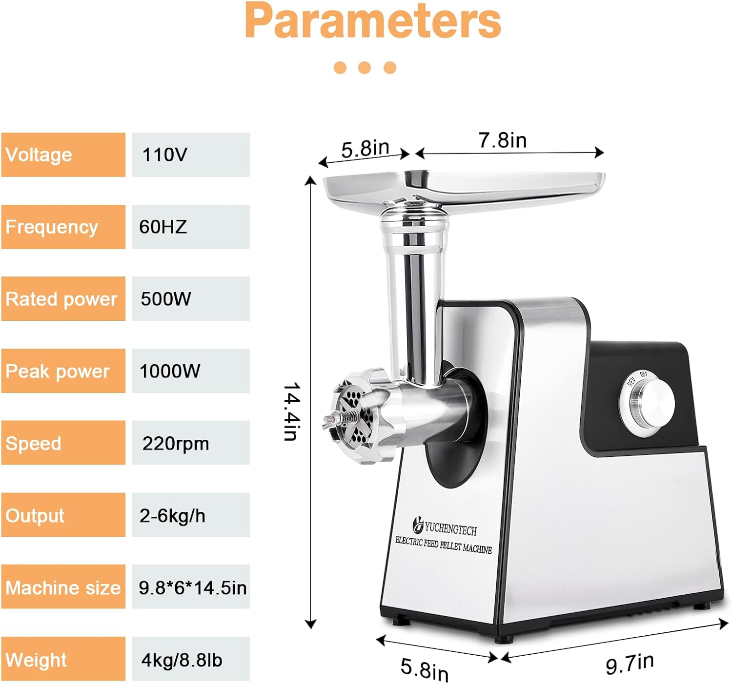 YUCHENGTECH Electric Animal Feed Pellet Machine Pet Food Pellet Machine for Making Cat Dog Bird Fish Feed with 3mm/5mm/7mm Molds 500W 110V - Happypetzone.online - Image 3