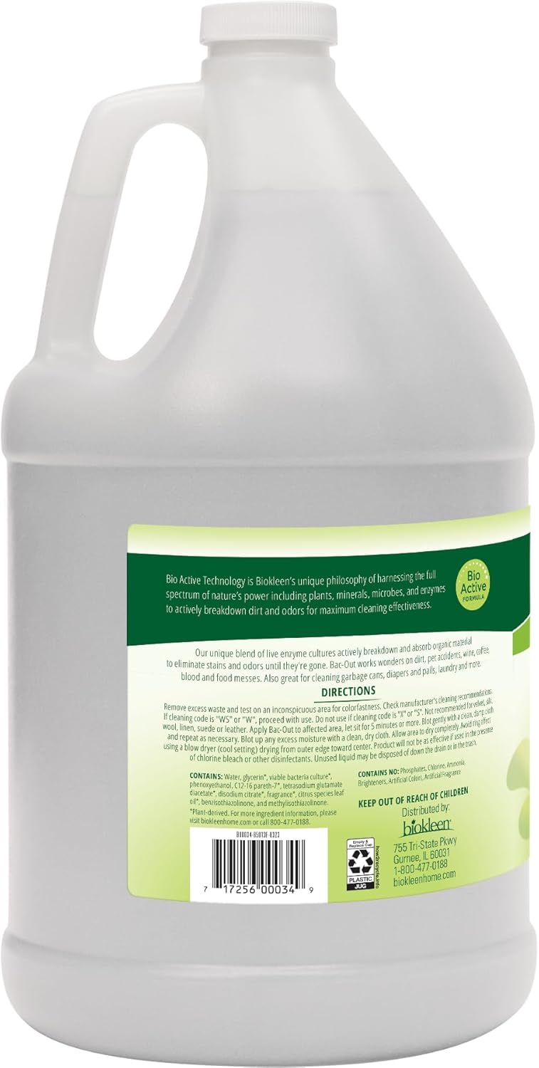 Biokleen Bac-Out Enzyme Cleaner and Stain & Odor Remover for Pet Stains, Laundry, Diapers, Wine, Carpets, & More, Eco-Friendly, Non-Toxic, Lime Scent, 128 Ounces - Happypetzone.online - Image 9