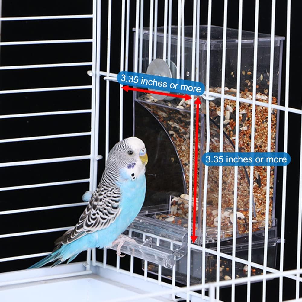 Hamiledyi No Mess Bird Feeders Automatic Parrot Feeder Drinker Acrylic Seed Food Container Parakeet Water Dispenser Cage Accessories for Lovebirds Budgies Canary Finch - Happypetzone.online - Image 2