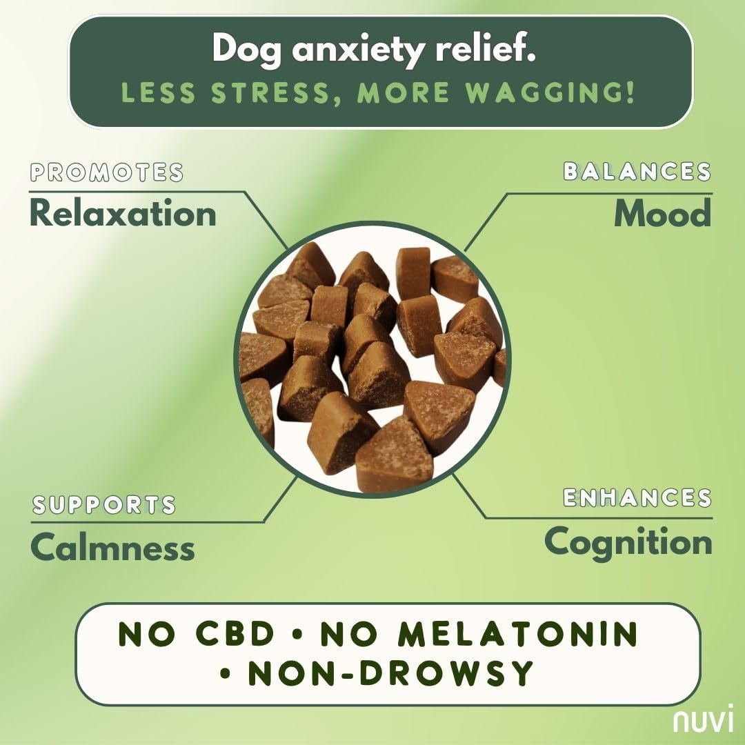 Nuvi Calming Chews for Dogs — Anxiety & Stress Relief Soft Chews | Non-Drowsy, Vet-Recommended Ingredients | Separation Anxiety, Fireworks, Travel | 90 Count - Happypetzone.online - Image 5