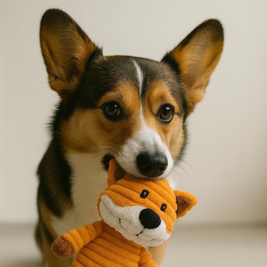 Jalousie Plush Toys Assortment Value Bundle Puppy Pet Mutt Squeak Toy for Medium Large Dogs (5 Pack Corduroy) - Happypetzone.online - Image 5