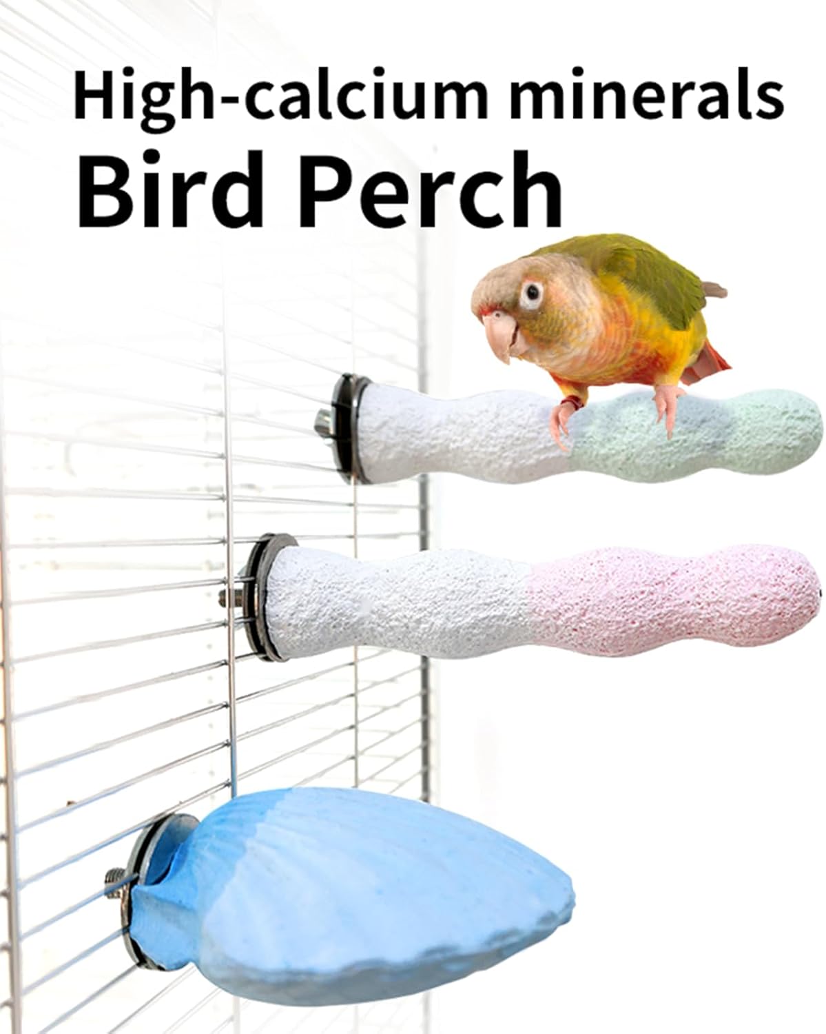 Parrot Perch Bird Perches for Cage Parrot Beak Grinding Stone Rough Surface High Calcium Mineral Colorful Cement Perch Bird Cage Accessories (Purple, Coral) - Happypetzone.online - Image 2