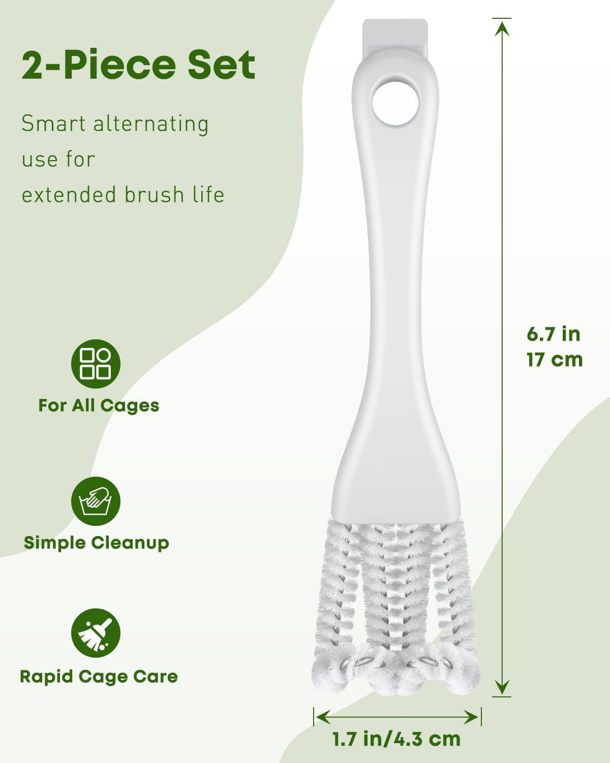 Pawfly 2 Pcs Bird Cage Cleaner Brush, 2-in-1 Bird Cage Cleaning Brush, Bird Poop Remover for Perches, Kennels & Small Animal Cages, Bird Cage Accessories, Bird Droppings Removal Brush - Happypetzone.online - Image 2