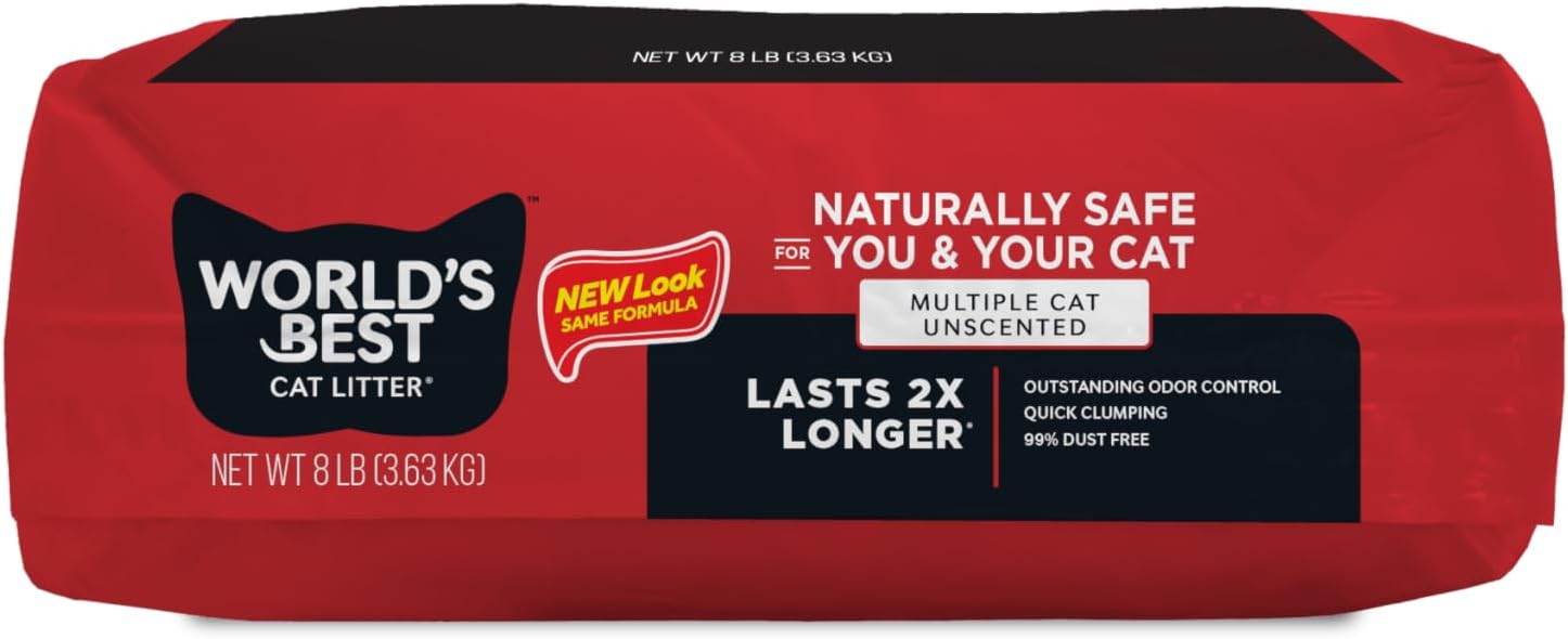 WORLD'S BEST CAT LITTER Multiple Cat Unscented, 8-Pounds - Natural Ingredients, Quick Clumping, Flushable, 99% Dust Free & Made in USA - Long-Lasting Odor Control & Easy Scooping - Happypetzone.online - Image 8