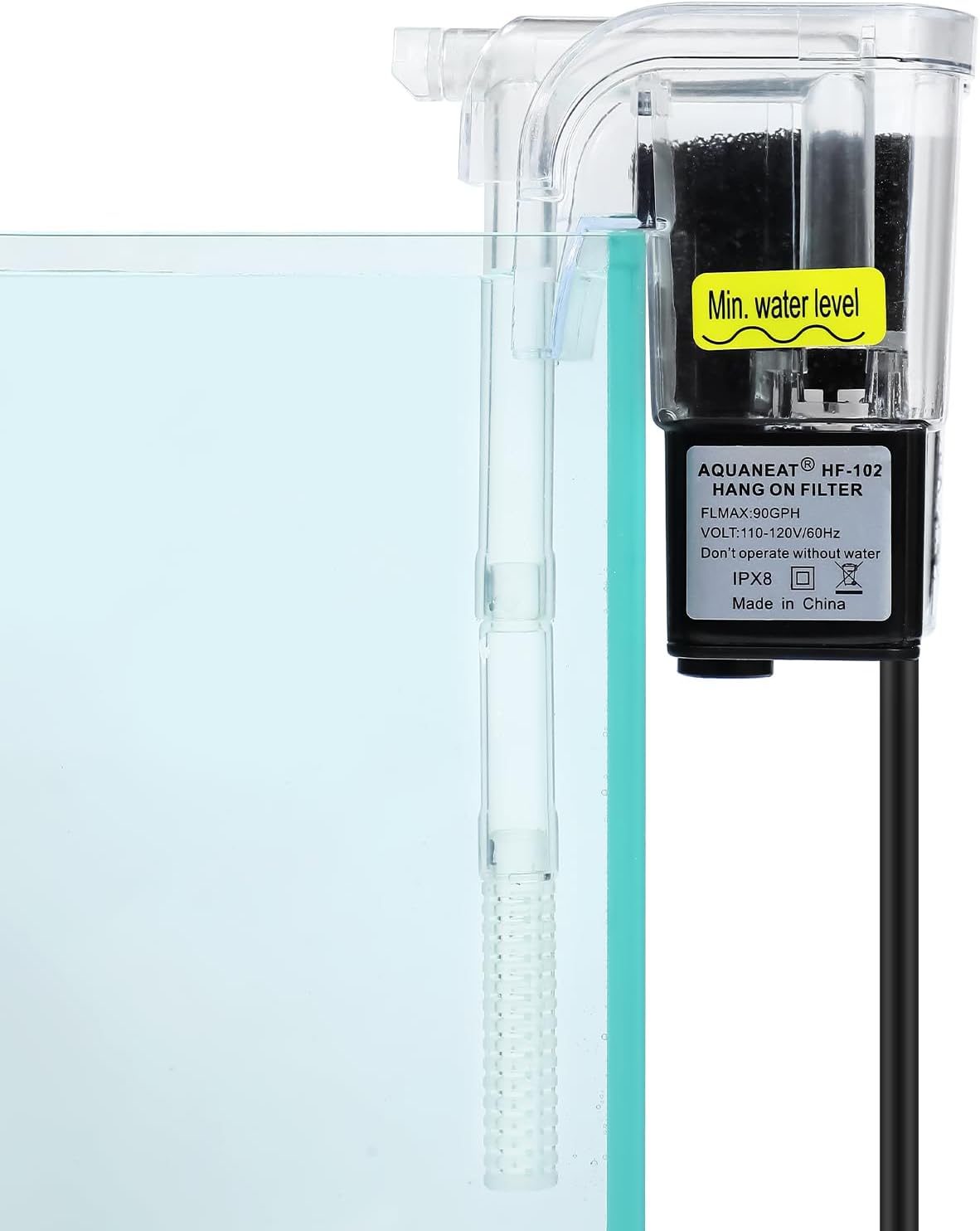 AQUANEAT Aquarium Hang on HOB Power Filter 5 Gallon Rimless Small Fish Tank Filter 90GPH (up to 5Gal) - Happypetzone.online - Image 6