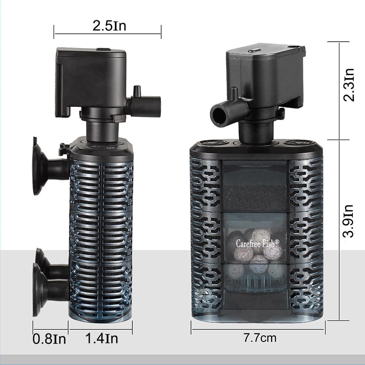 Carefree Fish Aquarium Small Sponge Filter for 3~15Gal Fish Tank Quiet for Saltwater and Freshwater with Biochemical Filtration Balls and Biochemical Filtration Sponge - Happypetzone.online - Image 7